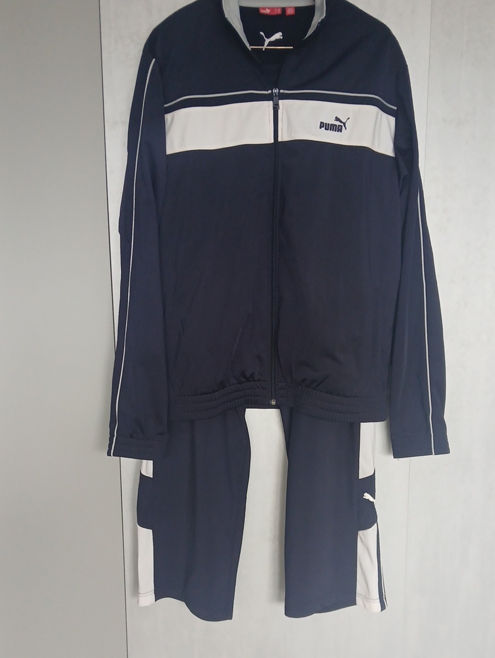 Puma Navy and White Zip Track Jacket with Matching Pants